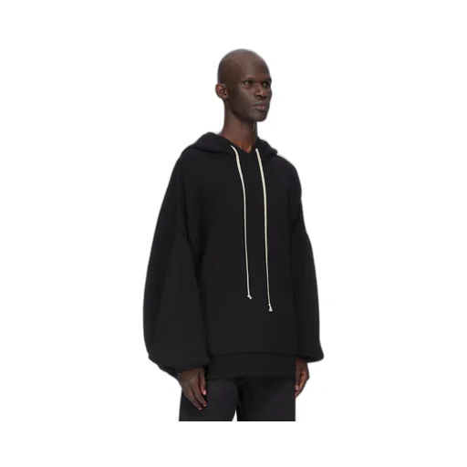 Rick Owens Concordians Runway Hun Hoodie In Black Wool