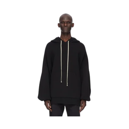 Rick Owens Concordians Runway Hun Hoodie In Black Wool