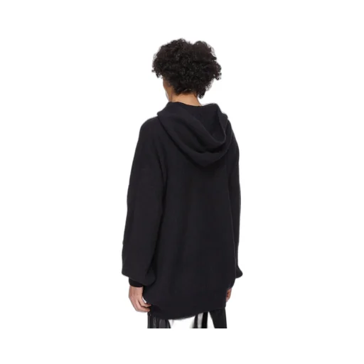 Rick Owens Concordians Runway Hun Hoodie In Black Alpaca Knit