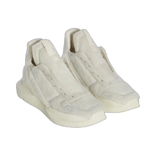 Rick Owens Concordians Runway Geth Runner In Milk/Milk/Milk Unshaved Cow Leather