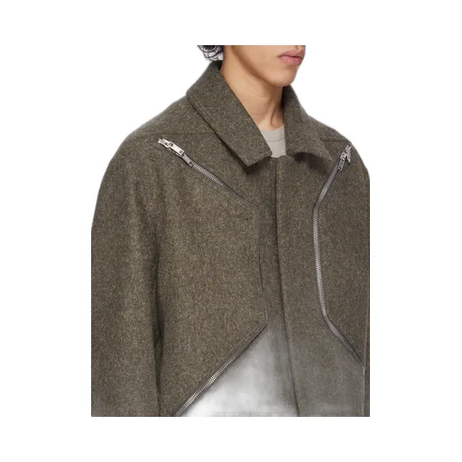 Rick Owens Concordians Runway Blixa Jumbo Mac In Bosco Rugged Wool