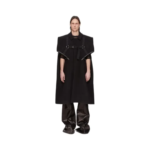Rick Owens Concordians Runway Blixa Cape In Black Melton