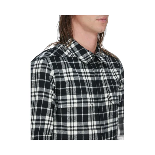 Rick Owens Temple Outershirt In Black Plaid Plaid Flannel