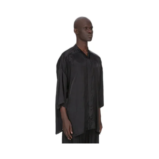 Rick Owens Temple Ss Jumbo Faun Shirt In Black Cupro Satin