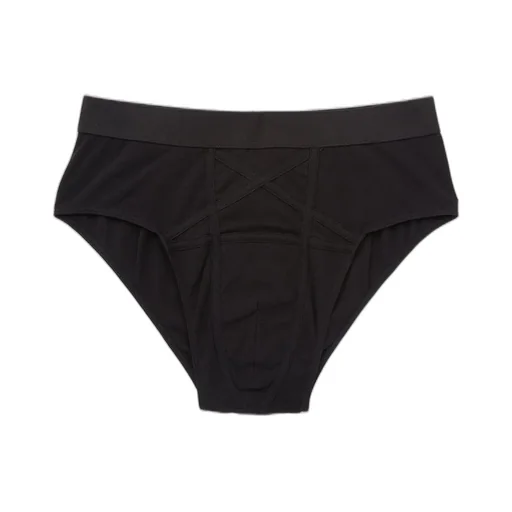 Rick Owens Temple Penta Brief In Black/Pearl Cotton Stretch Rib Jersey