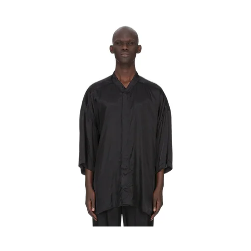 Rick Owens Temple Ss Jumbo Faun Shirt In Black Cupro Satin