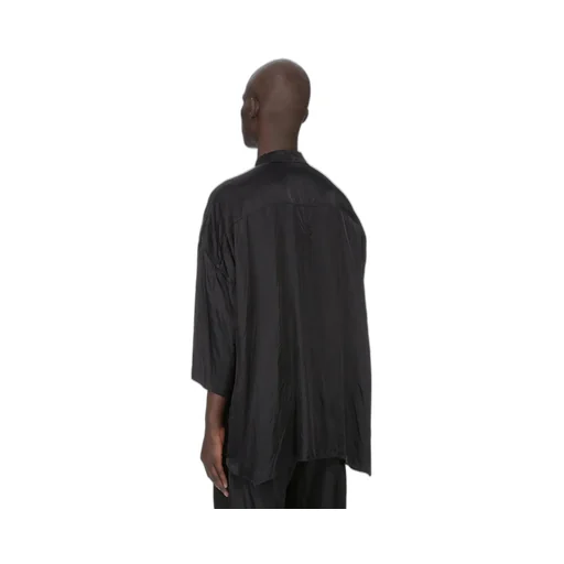 Rick Owens Temple Ss Jumbo Faun Shirt In Black Cupro Satin