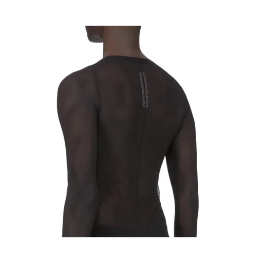 Rick Owens Temple Rib Ls T In Black Stretch Tulle