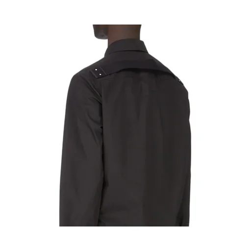 Rick Owens Temple Fogpocket Outershirt In Black Cotton Poplin