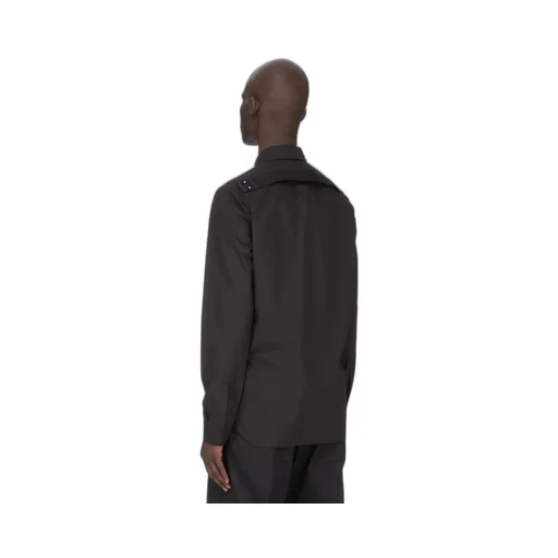 Rick Owens Temple Fogpocket Outershirt In Black Cotton Poplin