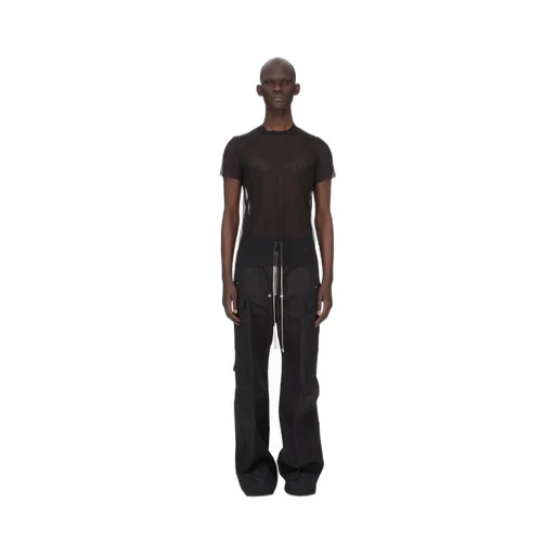 Rick Owens Temple Short Level T In Black Stretch Tulle