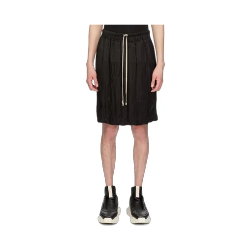 Rick Owens Temple Kiltshorts In Black Cupro Satin