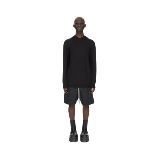 Rick Owens Temple Cargobela Shorts In Black Tech Faille