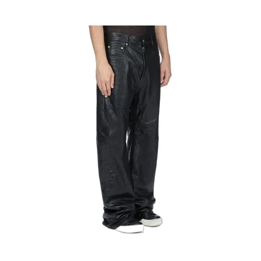 Rick Owens Temple Geth Jeans In Black Tumbled Lamb