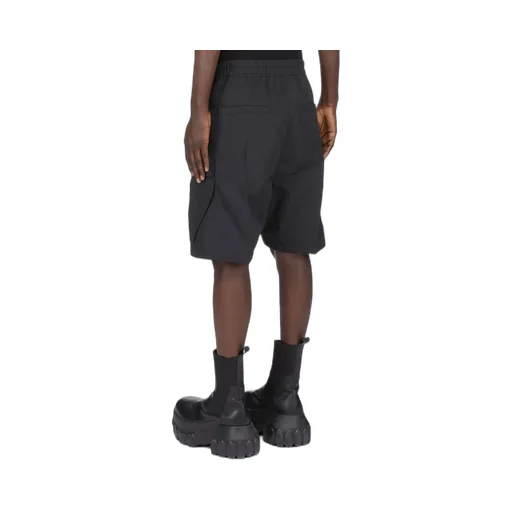 Rick Owens Temple Cargobela Shorts In Black Tech Faille