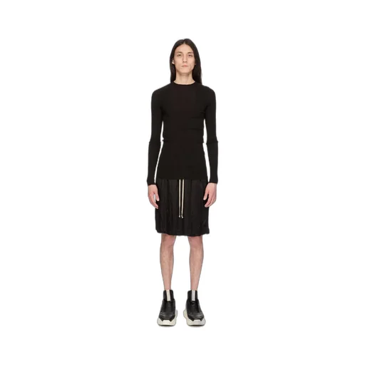 Rick Owens Temple Kiltshorts In Black Cupro Satin