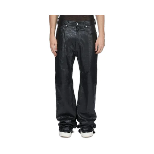 Rick Owens Temple Geth Jeans In Black Tumbled Lamb