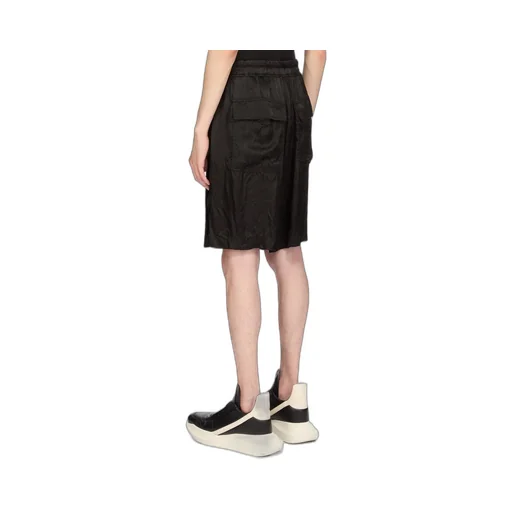 Rick Owens Temple Kiltshorts In Black Cupro Satin