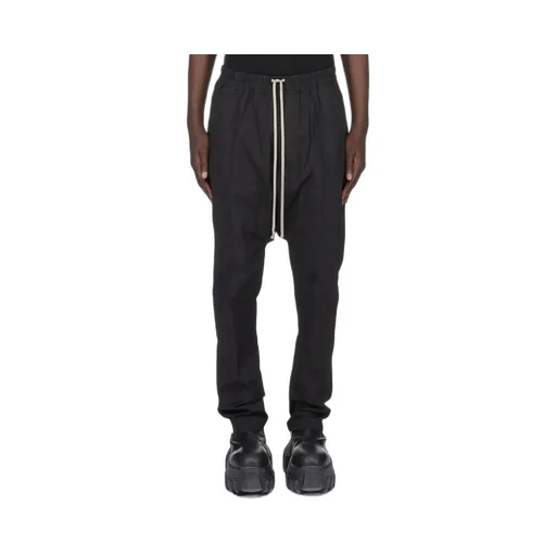 Rick Owens Temple Drawstring Long In Black Heavy Poplin