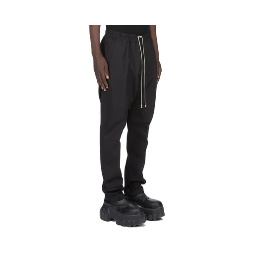 Rick Owens Temple Drawstring Long In Black Heavy Poplin