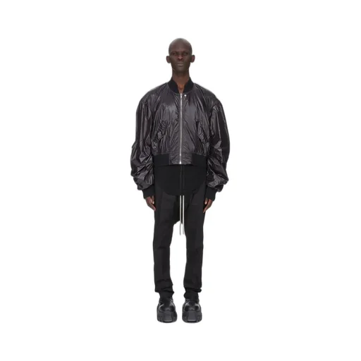 Rick Owens Temple Drawstring Long In Black Heavy Poplin