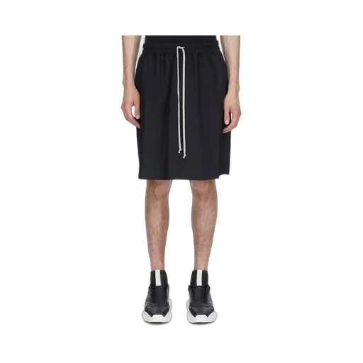 Rick Owens Temple Kiltshorts In Black Wool Gauze