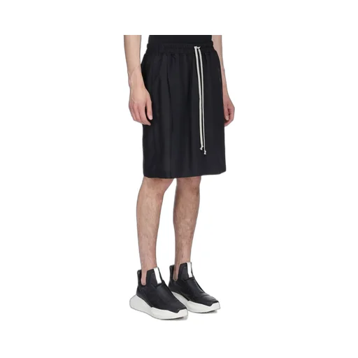 Rick Owens Temple Kiltshorts In Black Wool Gauze