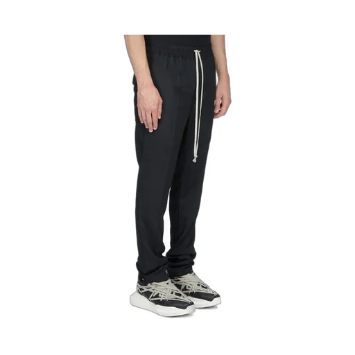 Rick Owens Temple Drawstring Slim Long In Black Wool Gauze