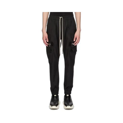 Rick Owens Temple Mastodon Cargo In Black Heavy Poplin