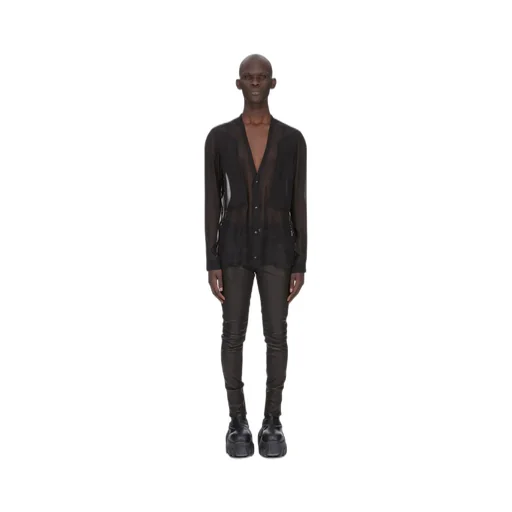 Rick Owens Temple Tyrone Jeans In Black Veg Stretch Leather