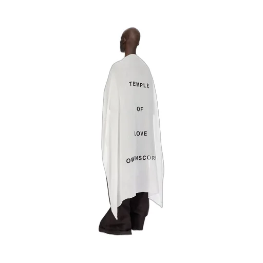 Rick Owens Temple Printed Cot Temple 140X140 Scarf In Milk/Black Scarf