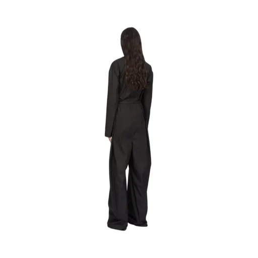 Rick Owens Temple Ls Long Jumpsuit In Black Heavy Poplin