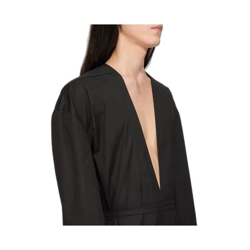 Rick Owens Temple Ls Long Jumpsuit In Black Heavy Poplin