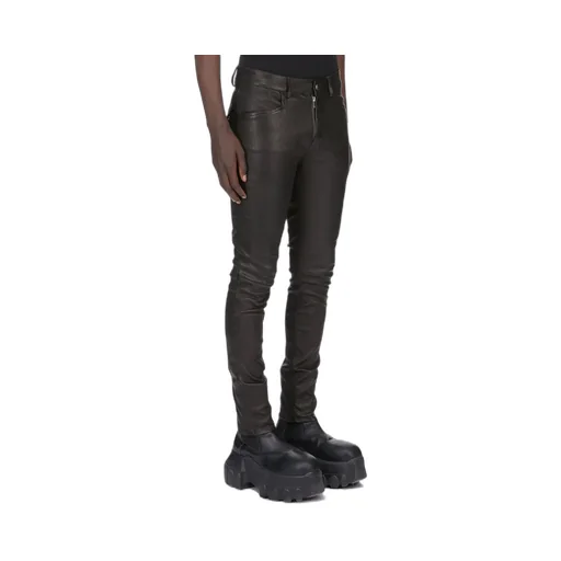 Rick Owens Temple Tyrone Jeans In Black Veg Stretch Leather