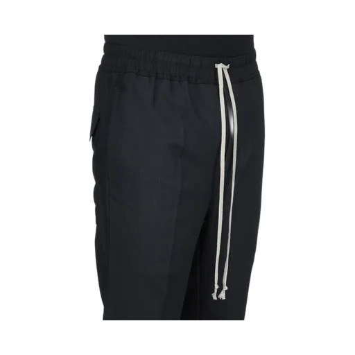 Rick Owens Temple Drawstring Slim Long In Black Wool Gauze
