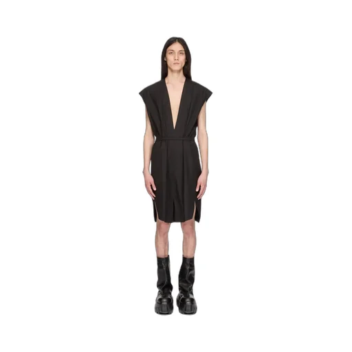 Rick Owens Temple Sl Short Jumpsuit In Black Heavy Poplin