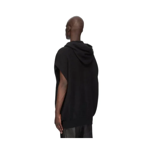 Rick Owens Temple Sl Hun Zipped Hoodie In Black Alpaca Knit