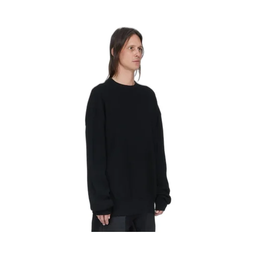 Rick Owens Temple Jumbo Ls In Black Heavy Wool Knit