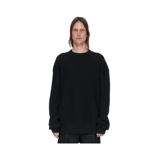 Rick Owens Temple Jumbo Ls In Black Heavy Wool Knit