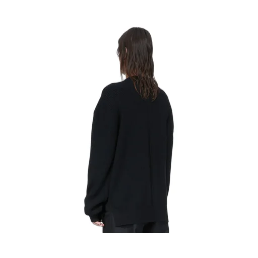 Rick Owens Temple Jumbo Ls In Black Heavy Wool Knit