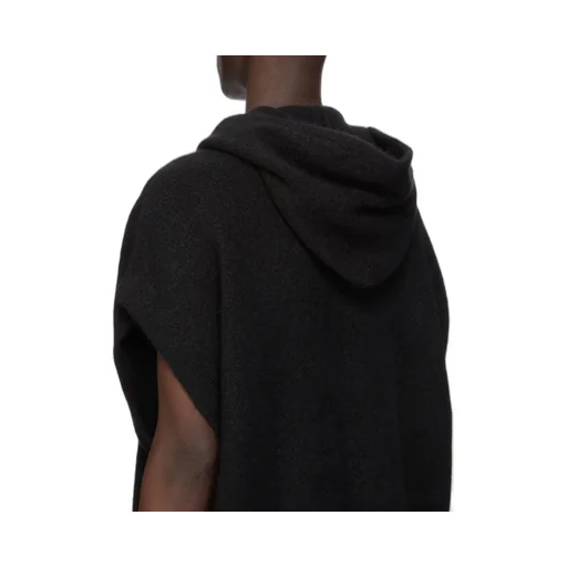 Rick Owens Temple Sl Hun Zipped Hoodie In Black Alpaca Knit