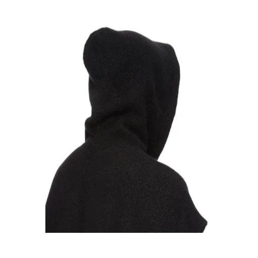 Rick Owens Temple Sl Hun Zipped Hoodie In Black Alpaca Knit