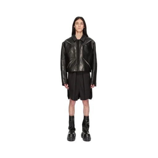 Rick Owens Temple Sl Short Jumpsuit In Black Heavy Poplin