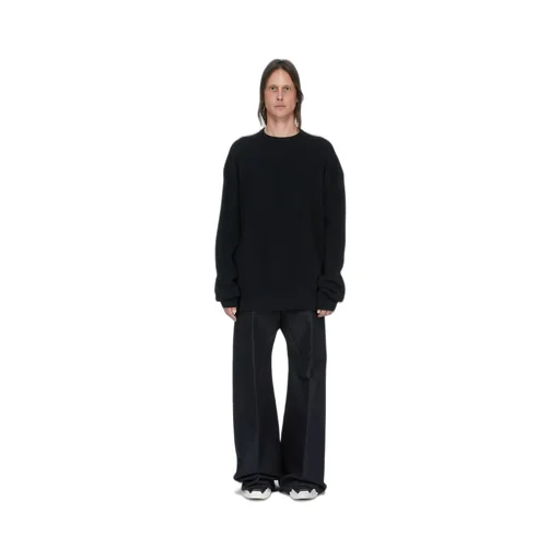 Rick Owens Temple Jumbo Ls In Black Heavy Wool Knit