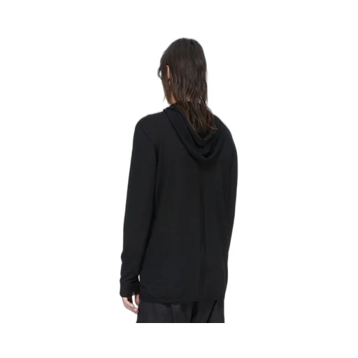 Rick Owens Temple Oversized Ls Hoodie In Black Lightweight Rasato Knit