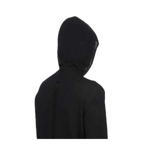 Rick Owens Temple Oversized Ls Hoodie In Black Lightweight Rasato Knit