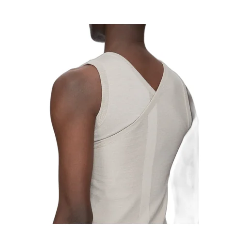 Rick Owens Temple Hollywood Banana T In Pearl Lightweight Rasato Knit