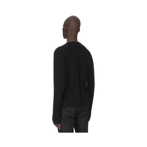 Rick Owens Temple Round Neck In Black Heavy Wool Knit