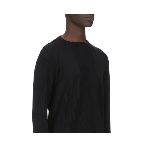 Rick Owens Temple Round Neck In Black Heavy Wool Knit