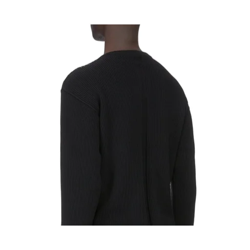 Rick Owens Temple Round Neck In Black Heavy Wool Knit